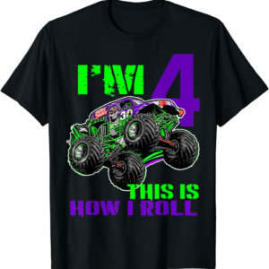 Monster Trucks Are My Jam - 4th Birthday Boy - 4 years 