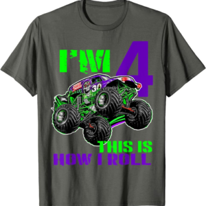 Monster Trucks Are My Jam - 4th Birthday Boy - 4 years 