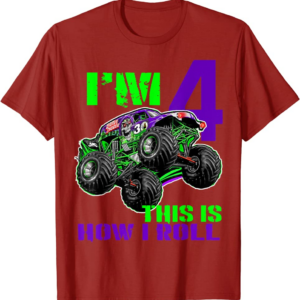 Monster Trucks Are My Jam - 4th Birthday Boy - 4 years 