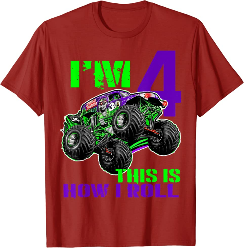 Monster Trucks Are My Jam - 4th Birthday Boy - 4 years