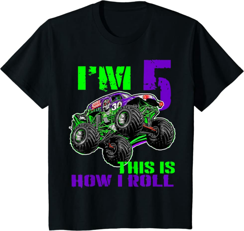 Monster Trucks Are My Jam 5th Birthday Boy 5 years old