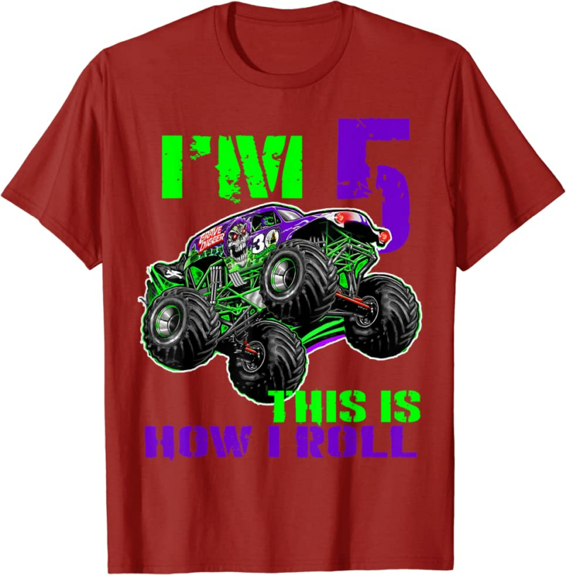 Monster Trucks Are My Jam 5th Birthday Boy 5 years old