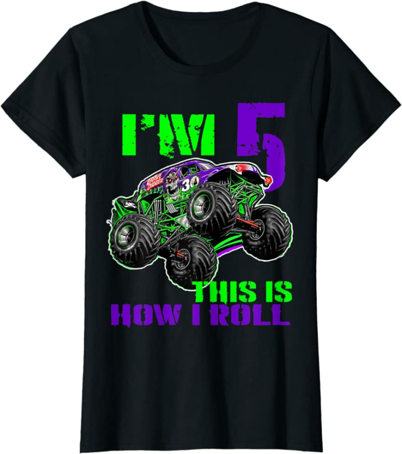 Monster Trucks Are My Jam 5th Birthday Boy 5 years old