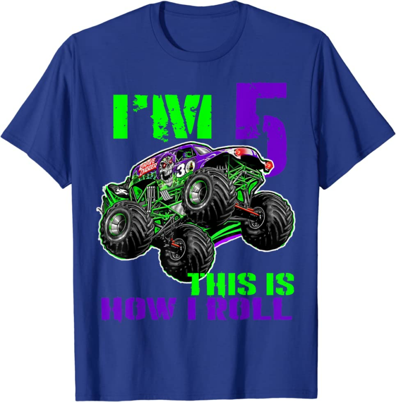 Monster Trucks Are My Jam 5th Birthday Boy 5 years old