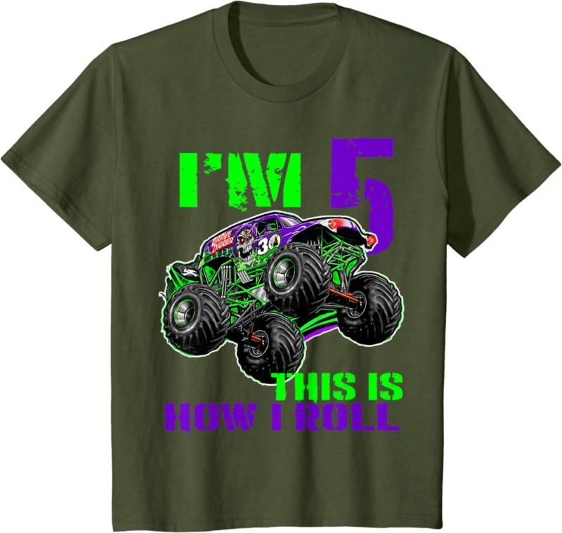 Monster Trucks Are My Jam 5th Birthday Boy 5 years old