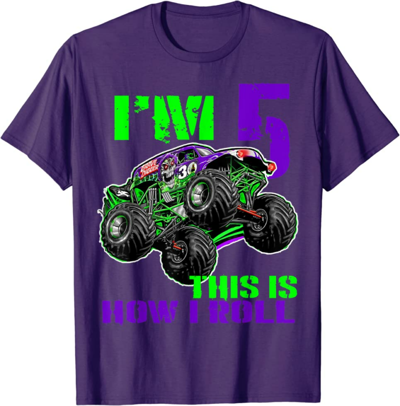 Monster Trucks Are My Jam 5th Birthday Boy 5 years old