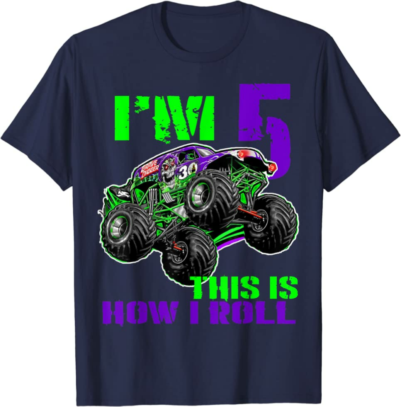Monster Trucks Are My Jam 5th Birthday Boy 5 years old