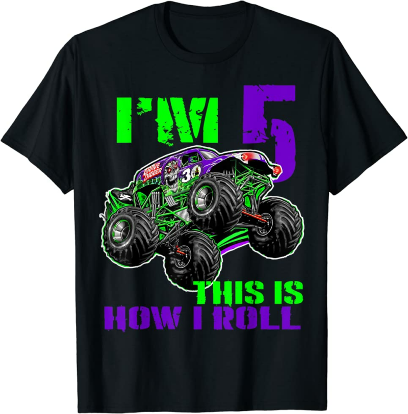 Monster Trucks Are My Jam 5th Birthday Boy 5 years old