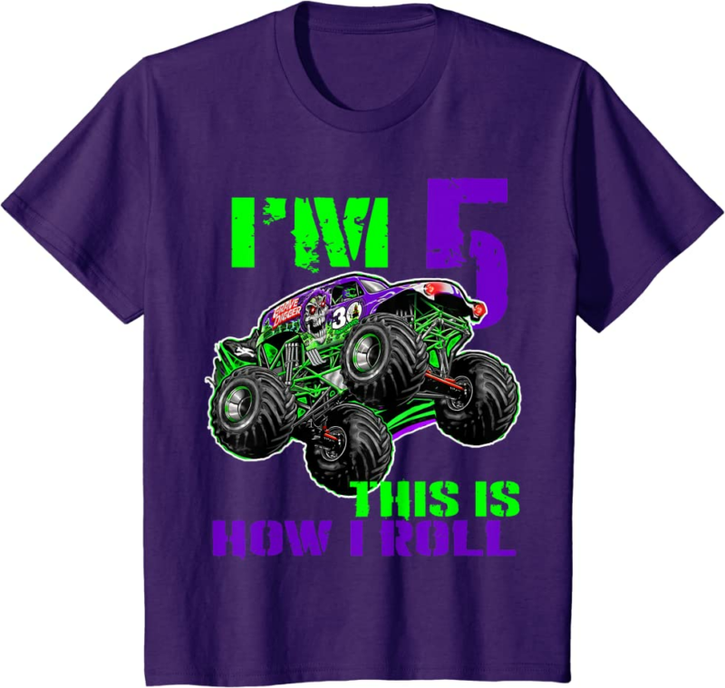 Monster Trucks Are My Jam 5th Birthday Boy 5 years old