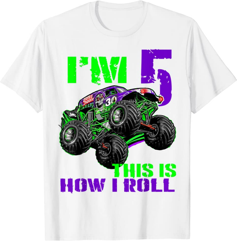 Monster Trucks Are My Jam 5th Birthday Boy 5 years old