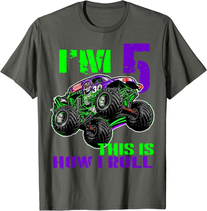 Monster Trucks Are My Jam 5th Birthday Boy 5 years old