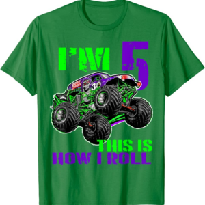 Monster Trucks Are My Jam 5th Birthday Boy 5 years old