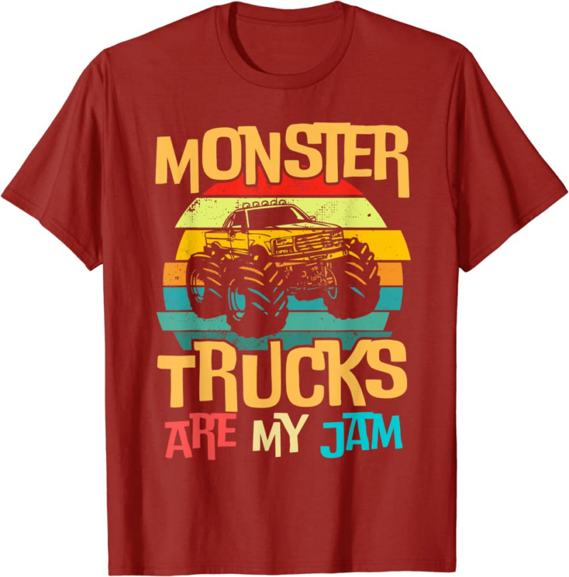 Retro Sunset Truck Vintage Monster Trucks Are My Jam T-