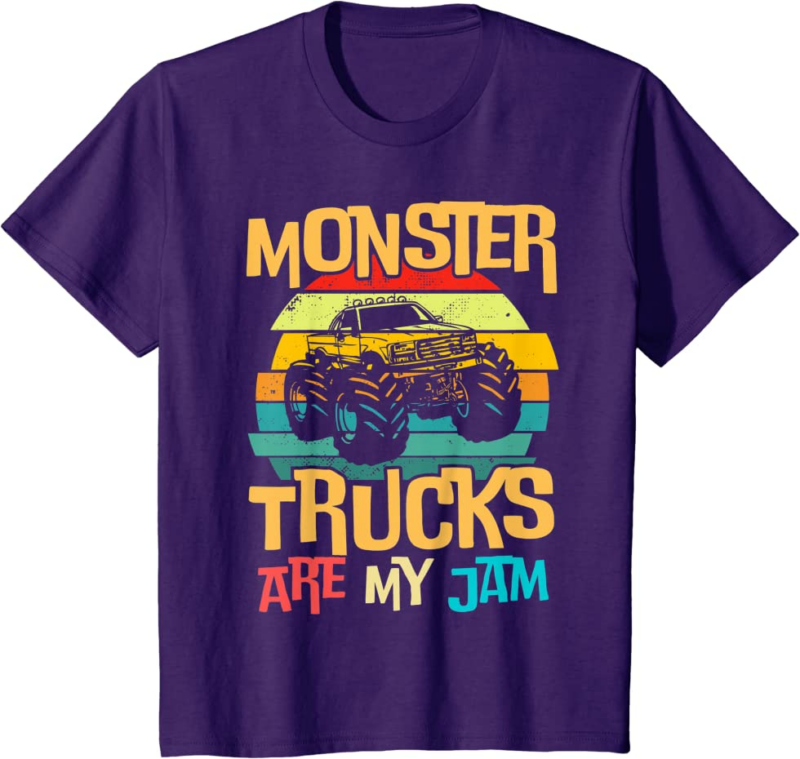 Retro Sunset Truck Vintage Monster Trucks Are My Jam T-