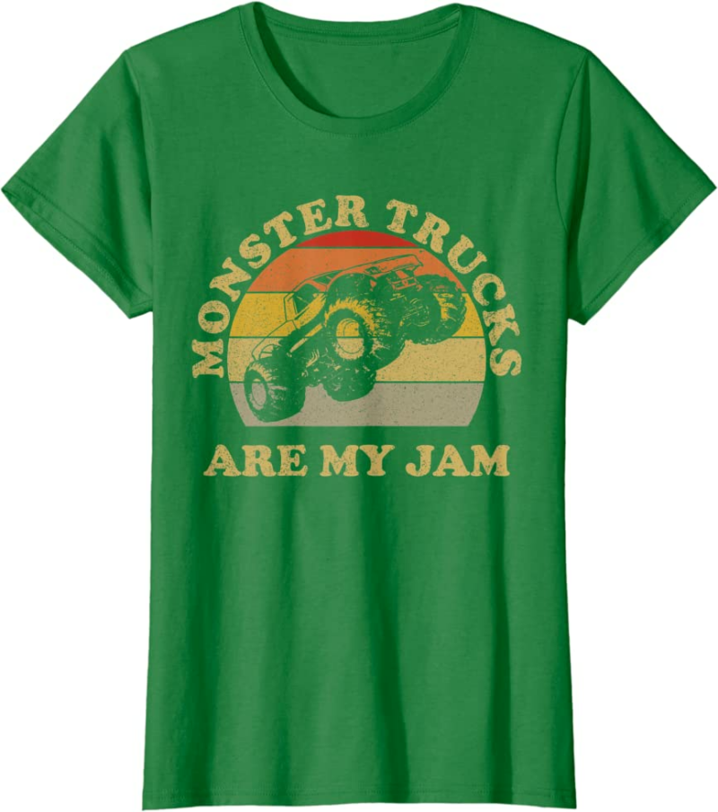 Vintage Monster Trucks Are My Jam Shirt Retro Sunset De