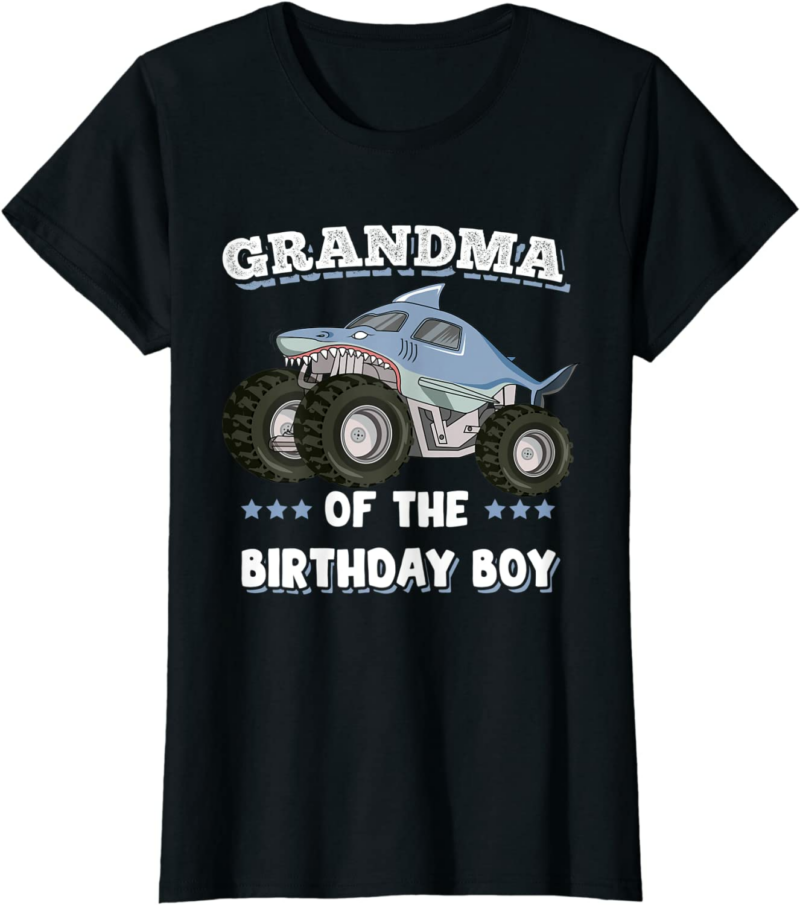 Womens Grandma Of The Birthday Boy Fathers Monster Truc