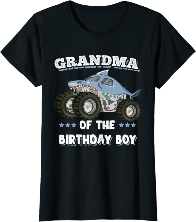 Womens Grandma Of The Birthday Boy Fathers Monster Truc