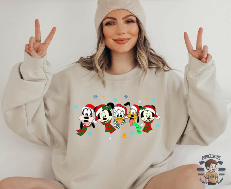 Mickey and Friends Christmas Sweatshirt, Vintage Christmas Crewneck, Christmas Sweater 3