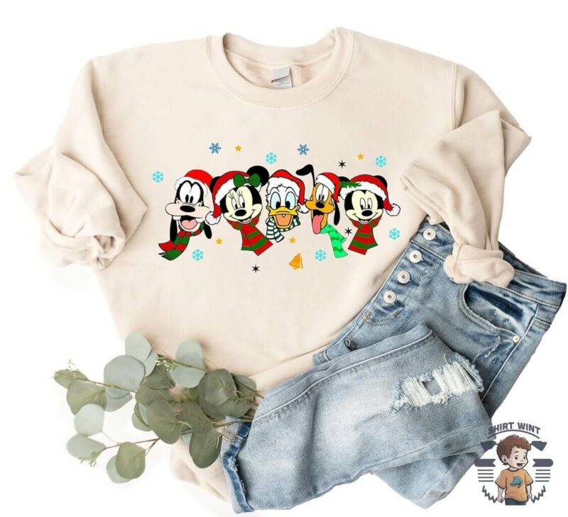 Mickey and Friends Christmas Sweatshirt, Vintage Christmas Crewneck, Christmas Sweater