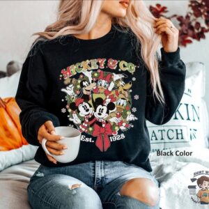 Vintage Mickey & Co EST 1928 Christmas Sweatshirt black