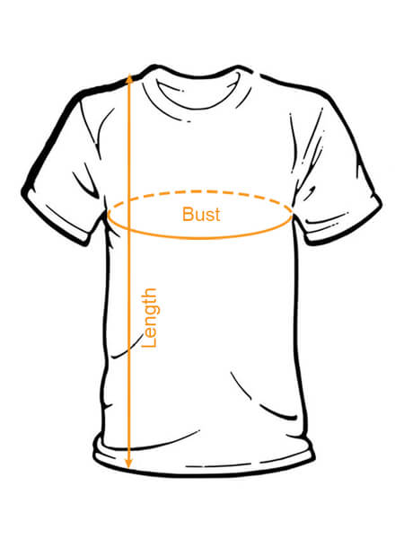 unisex tshirt size chart