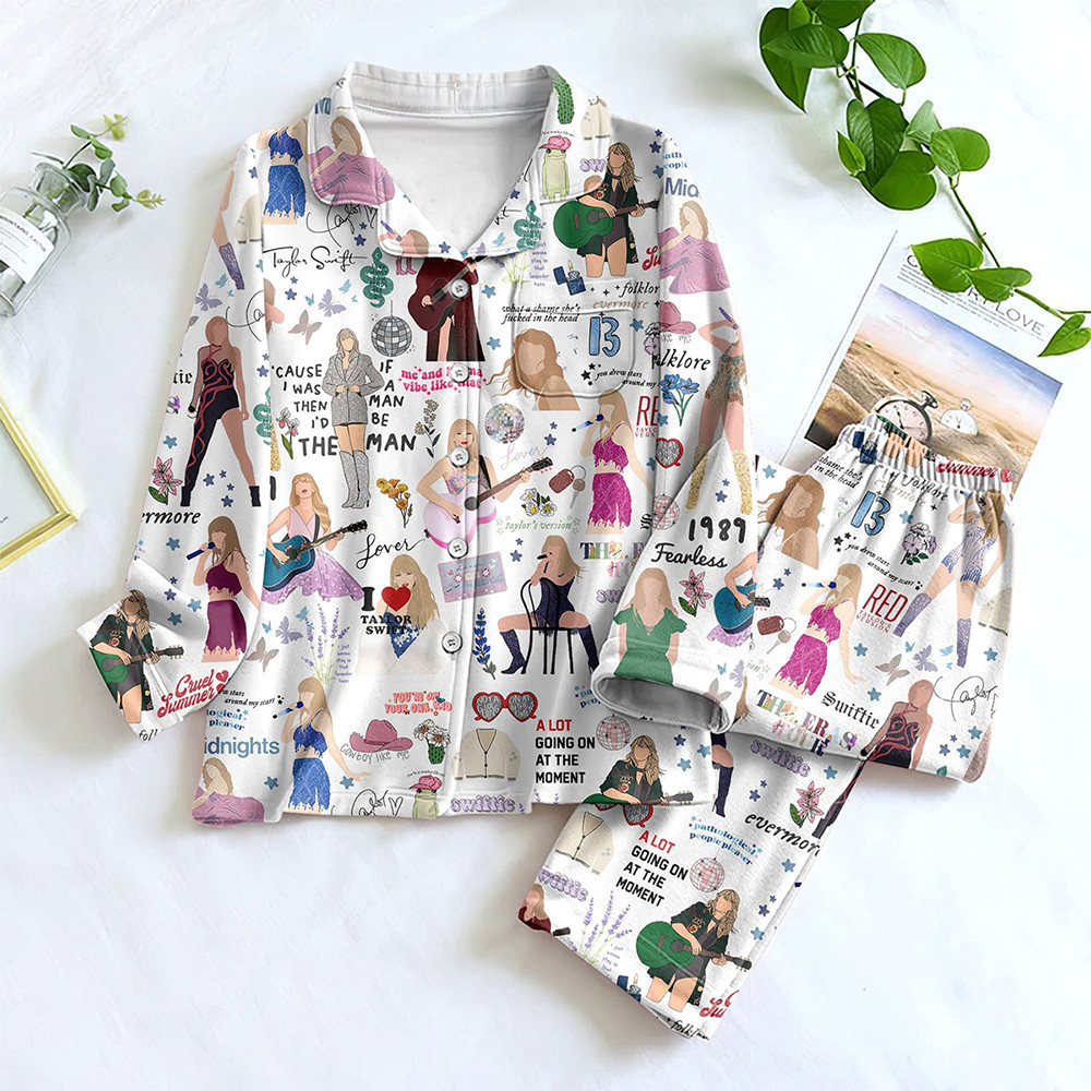 Taylor Swift Pajamas Set Album Midnights Fearless 1989 Folklore Cowboy front