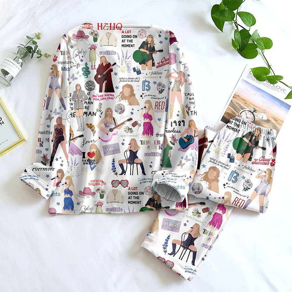 Taylor Swift Pajamas Set Album Midnights Fearless 1989 Folklore Cowboy back