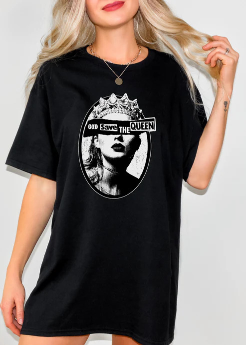 taylor swift god save the queen tshirt 2 black