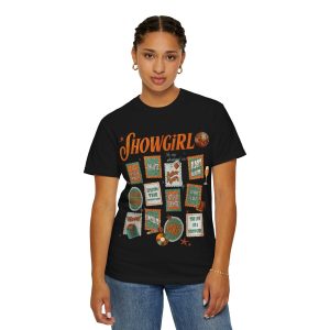 The Life of the Showgirl stamps shirt Front, Black